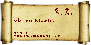 Kányi Klaudia névjegykártya